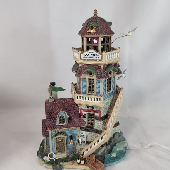 LEMAX Bay View Lighthouse Plymouth Corners Lighted Building 2006 READ - Picture 1 of 16